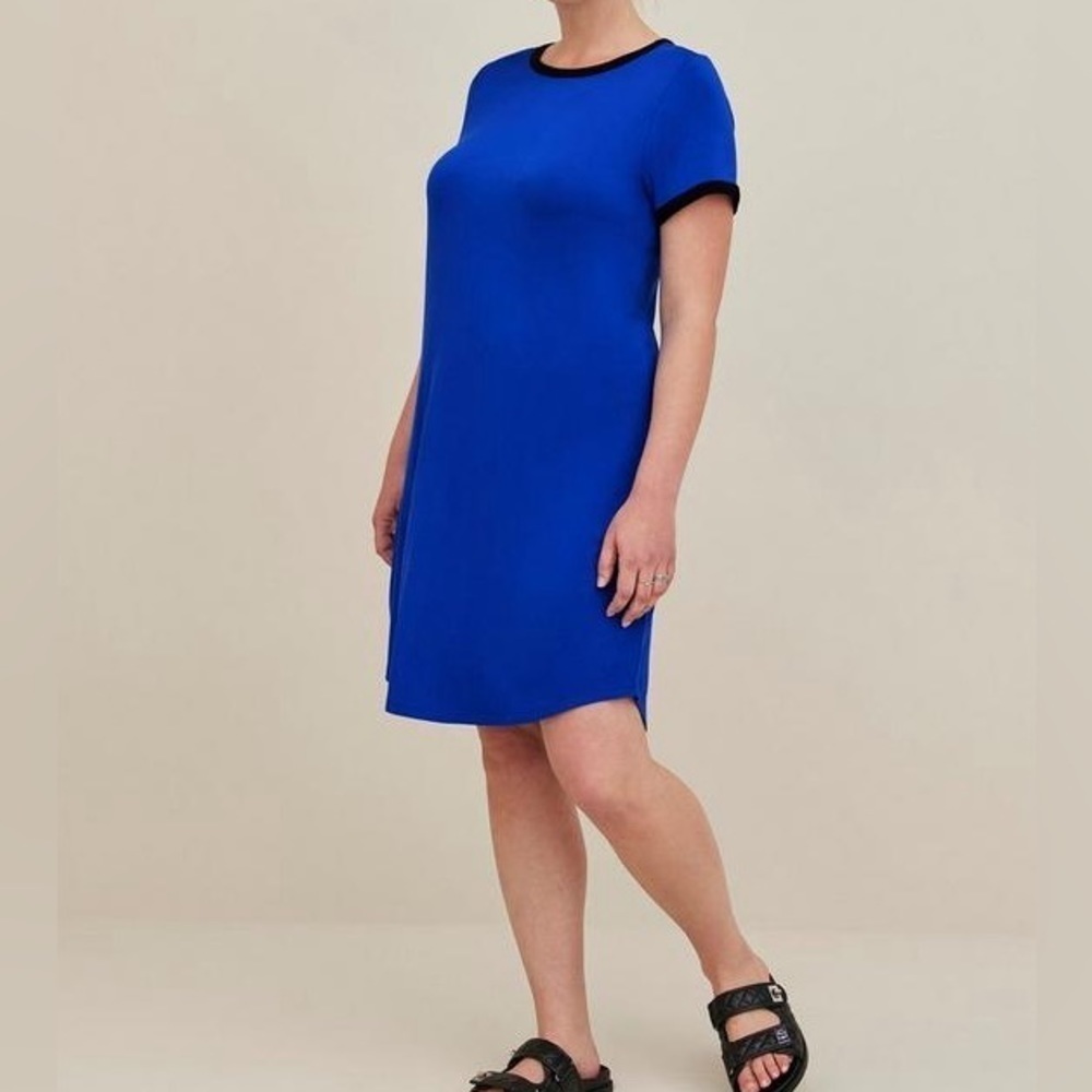 Torrid Mini Super Soft Tee Shirt Dress Blue Black Short Sleeve Stretchy Size 1X